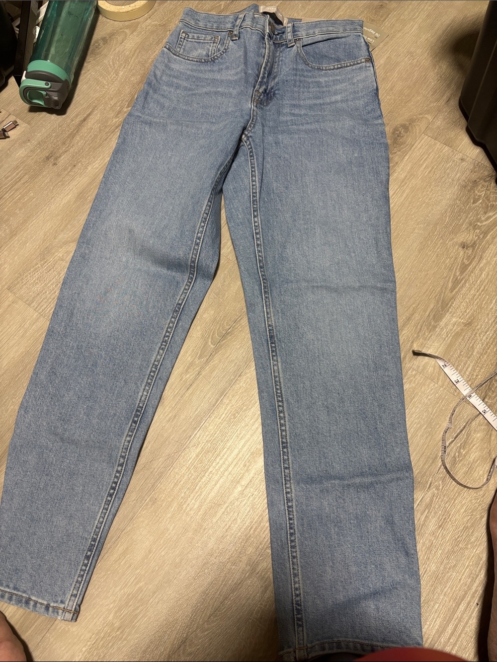 Everlane High-Rise Straight Leg Jeans in Light Blue Wash